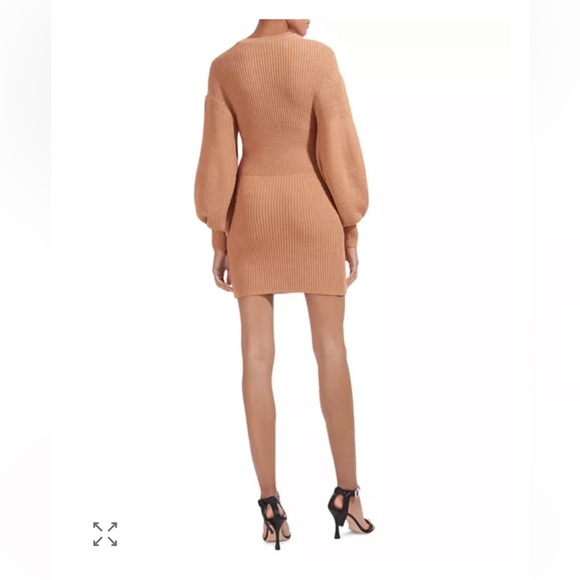Staud Knit Marylebone Chic Long Sleeve Tan Knit Dress sz XS - Picture 4 of 10